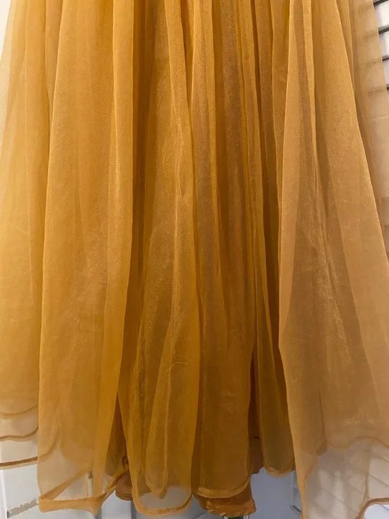 H&M Mustard Ruched Bodice Midi Dress- Size 8 - Picture 6 of 10